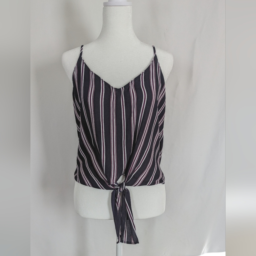 Tie-front cropped tank blouse